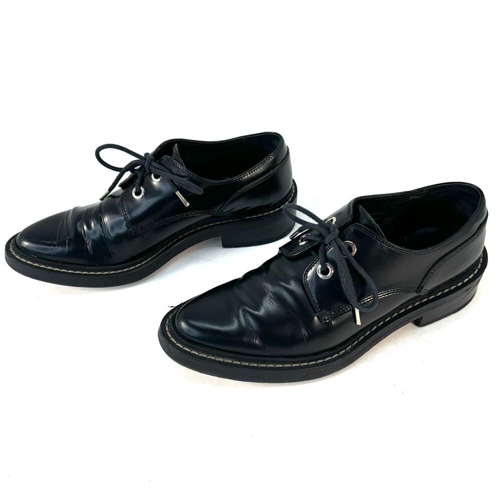 Rag & Bone Kenton Leather Lace-Up Oxford Black white brogues Size EU 38.5 US 8 - Picture 2 of 10